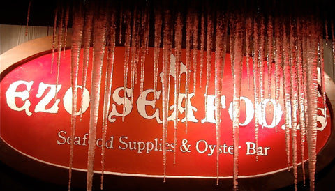 Ezo Seafoods First Restaurant Sign